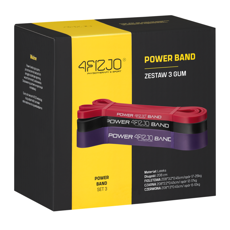 Zestaw 3 Gum POWER BAND 4FIZJO Gumy Oporowe