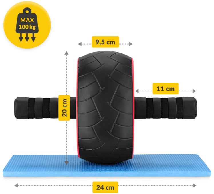 Kółko do ćwiczeń mięśni brzucha AB WHEEL XL czerwone 2,4.jpg