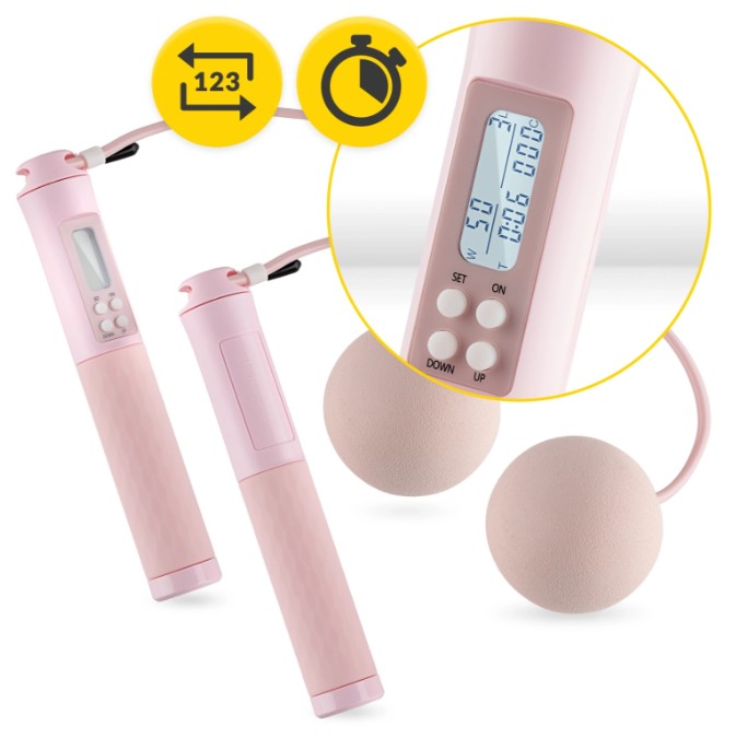 Skakanka z licznikiem i kulkami różowa 4Fizjo 2,4.jpg